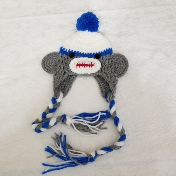 𝅺sock Monkey knit hat for baby - Picture 7 of 8